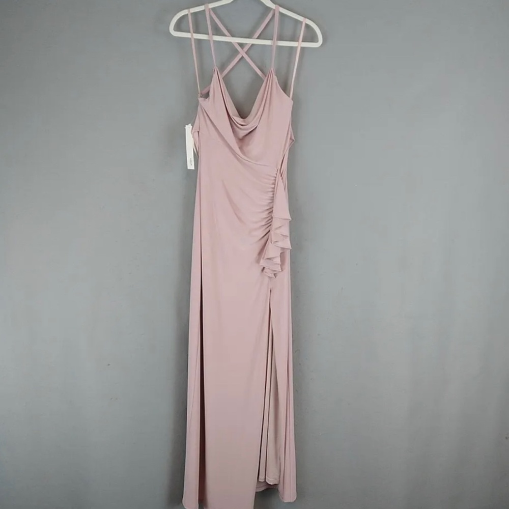Aqua Formal Dress Womens M Lilac Open Back Side Slit Long Strappy Prom Ladies